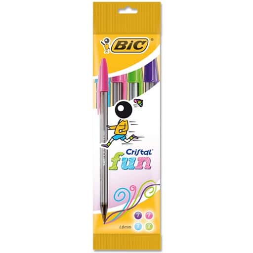 Boligrafo Cristal Fun 1,6mm 4/Bolsa