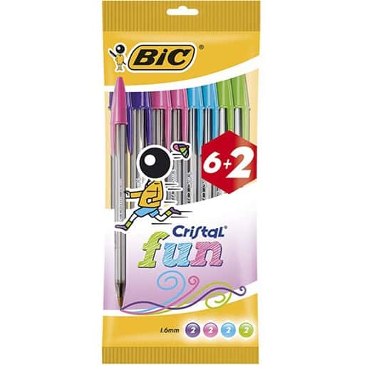 Boligrafo Cristal Fun 1,6mm 8/Bolsa