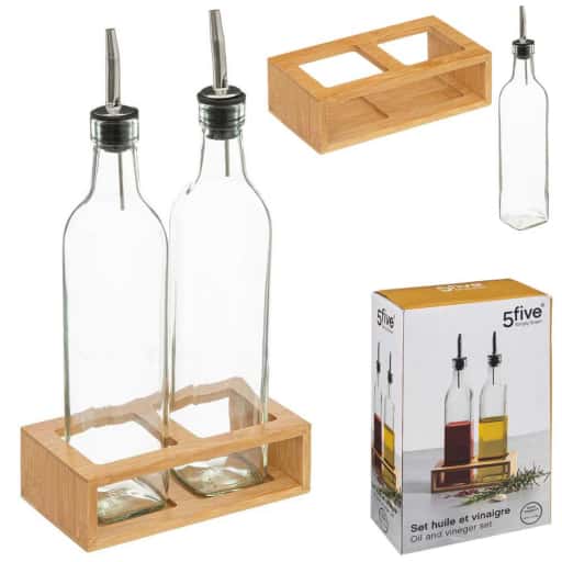 Aceitera-Vinagrera con Base Bambu
