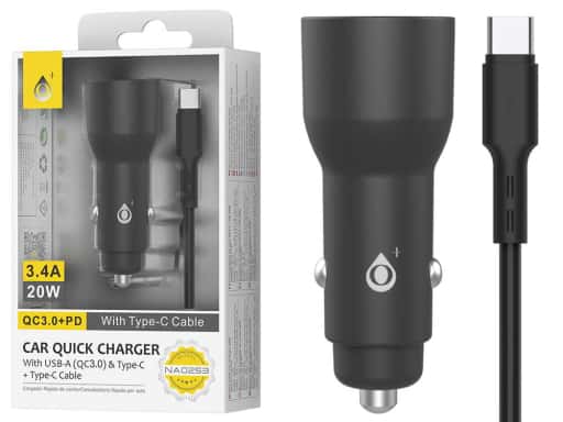 Cargador Coche Bledsoe QC+Cable Type-C