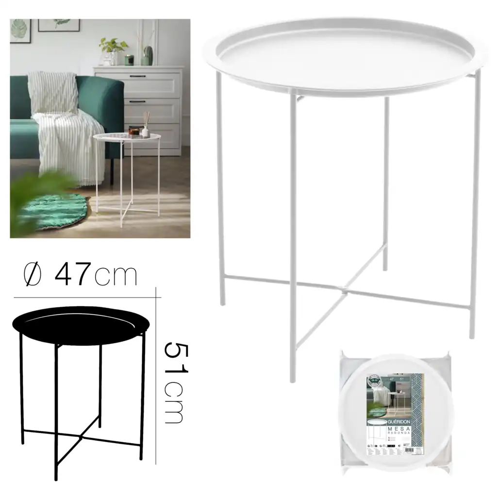 Mesa Centro Gueridon Metal Ø47cm