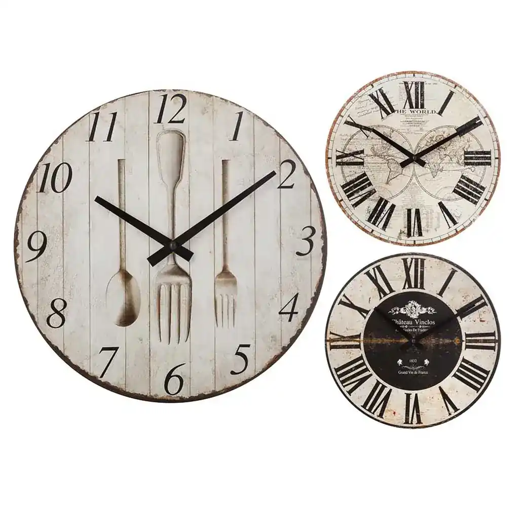 [JJ-126505] Reloj Pared MDF Boris Ø28cm 3S.