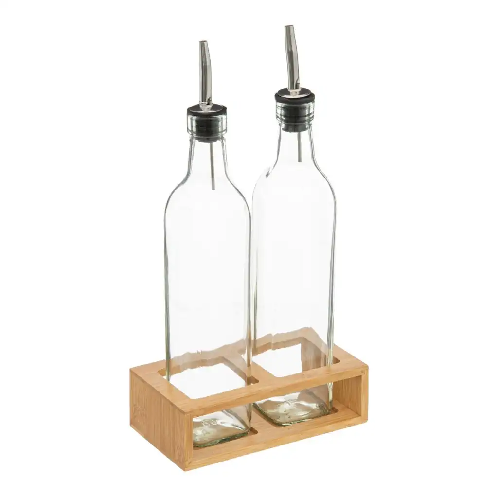 [JJ-181823] Aceitera-Vinagrera con Base Bambu