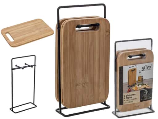 [JJ-151417] Tabla de Cortar Bambu con Base Set-4