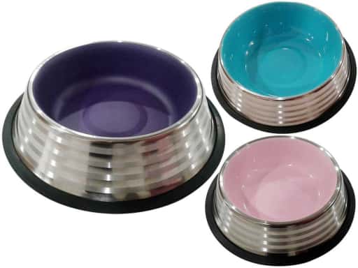 Comedero Inox B.Goma Fondo Color 3C.