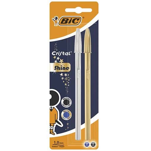 [BC-330832] Boligrafo Cristal Shine 1mm Oro/Plata 2/Bl.